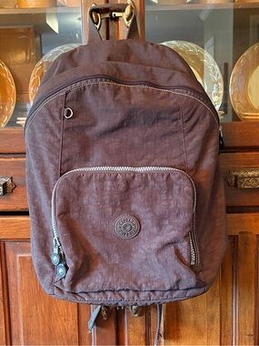 ♥️💖 Kipling Ridge Large Backpack Chocolate Brown Padded Bsck Bottom & Straps